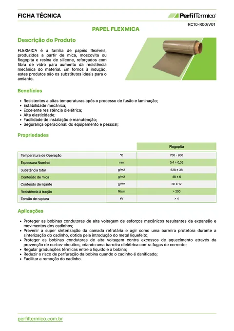 Ficha do Produto - Papel Flexmica