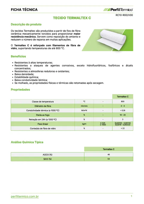 Ficha do Produto - Tecido Termaltex C