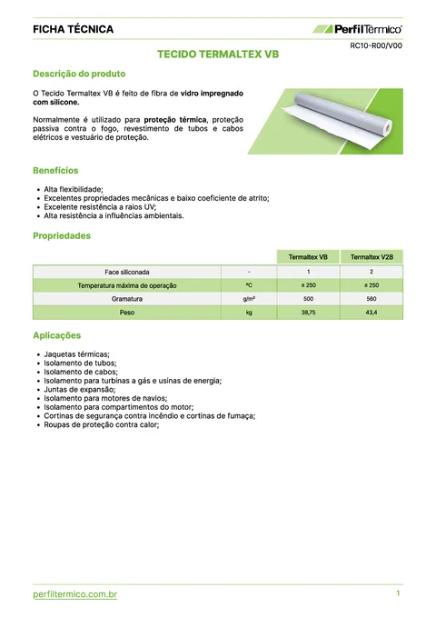 Ficha do Produto - Tecido Termaltex VB