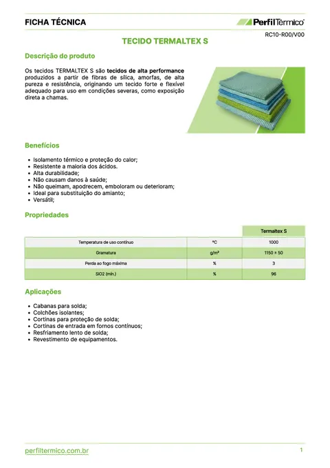 Ficha do Produto - Tecido Termaltex S