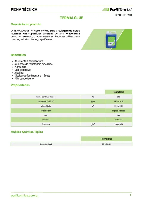 Ficha do Produto - Termalglue C100