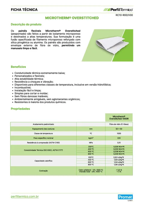 Ficha do Produto - Microtherm® Overstitched