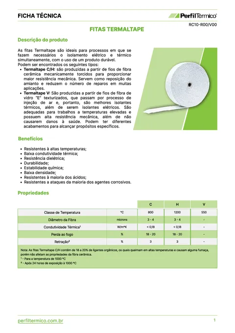 Ficha do Produto - Fita Termaltape
