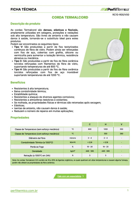 Ficha do Produto - Corda Termalcord