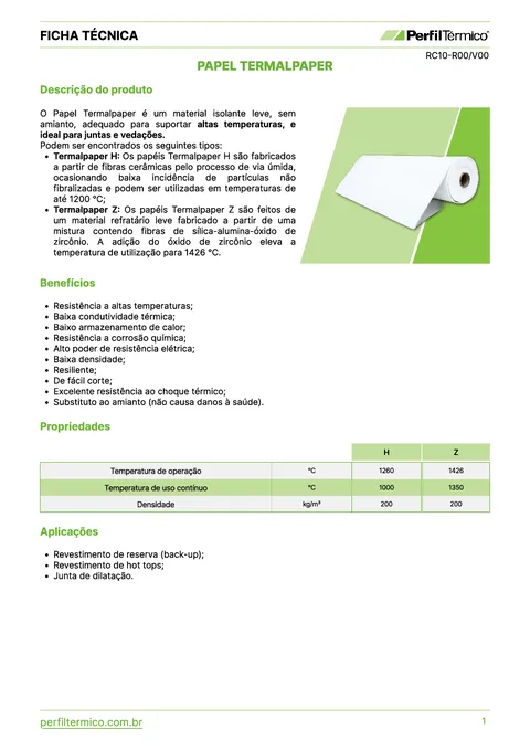 Ficha do Produto - Papel Termalpaper