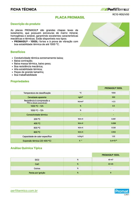 Ficha do Produto - Placa Promasil®