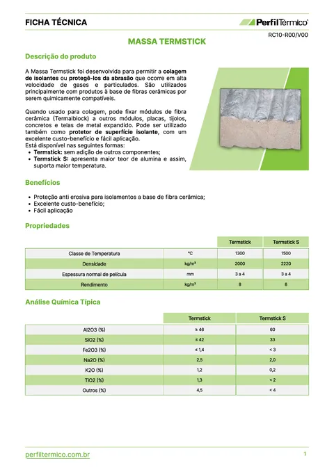 Ficha do Produto - Massa Termstick