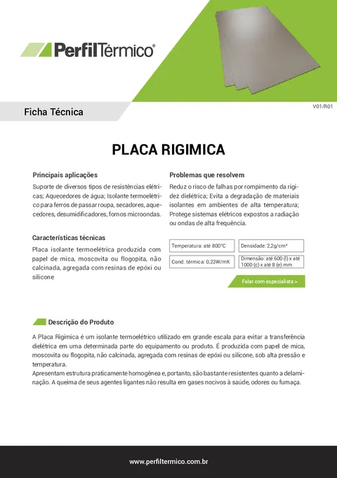 Ficha do Produto - Placa Rigimica