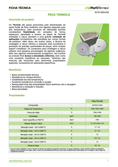 Ficha do Produto - Peça Termold