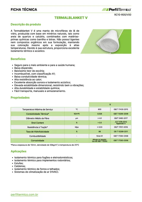 Ficha do Produto - Manta Termalblanket V