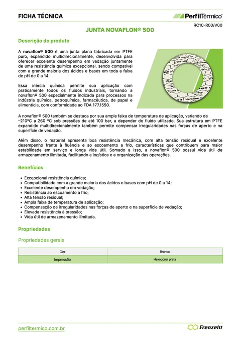 Ficha do Produto - Junta novaflon® 500