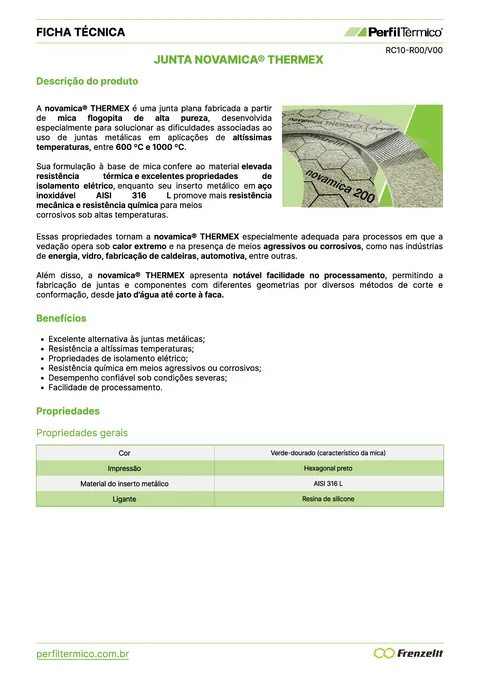 Ficha do Produto - Junta novamica® THERMEX