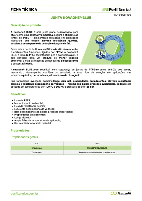 Ficha do Produto - Junta novaone® BLUE