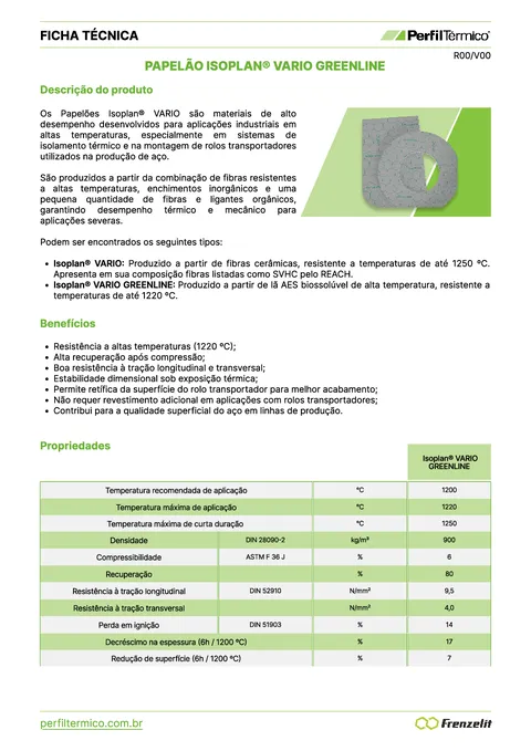 Product sheet - Papelão Isoplan® VARIO GREENLINE